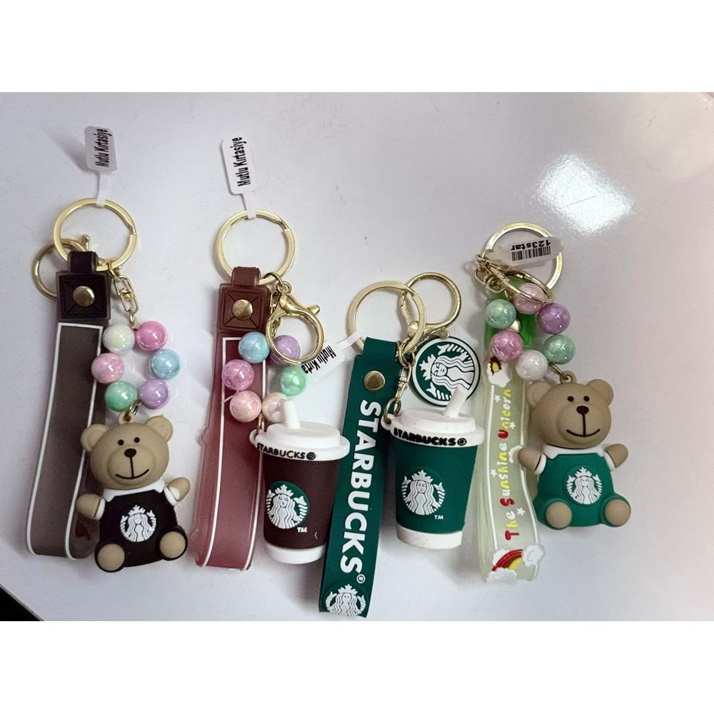 COFFEE BEAR INCILI ANAHTARLIK CHARM