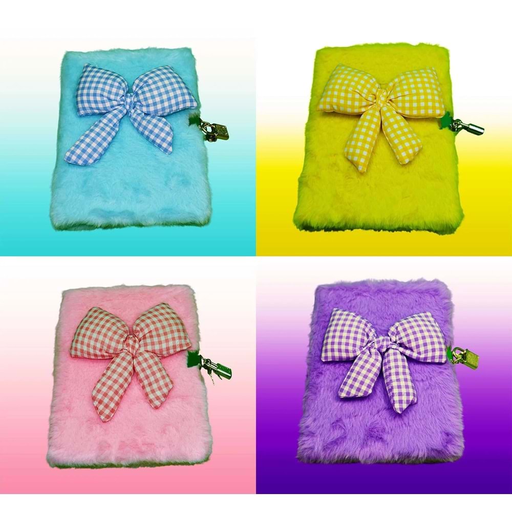 BAM KİLİTLİ KURDELALI PELUŞ DEFTER