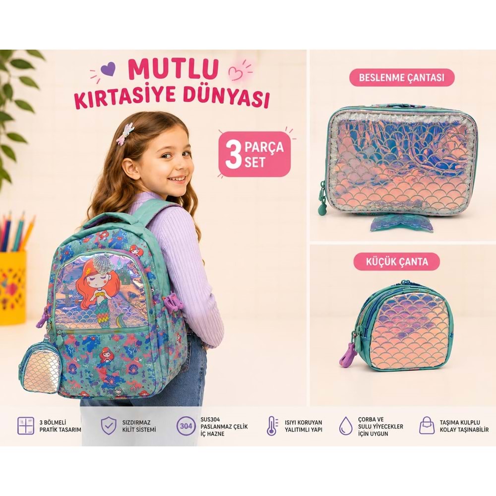 Vest Desenli Çanta 3 lü set