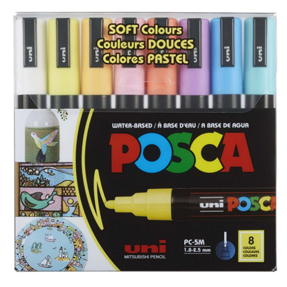 Uni Posca Su Bazlı Marker Seti PC-5M 1.8-2.5mm 8li Soft Color