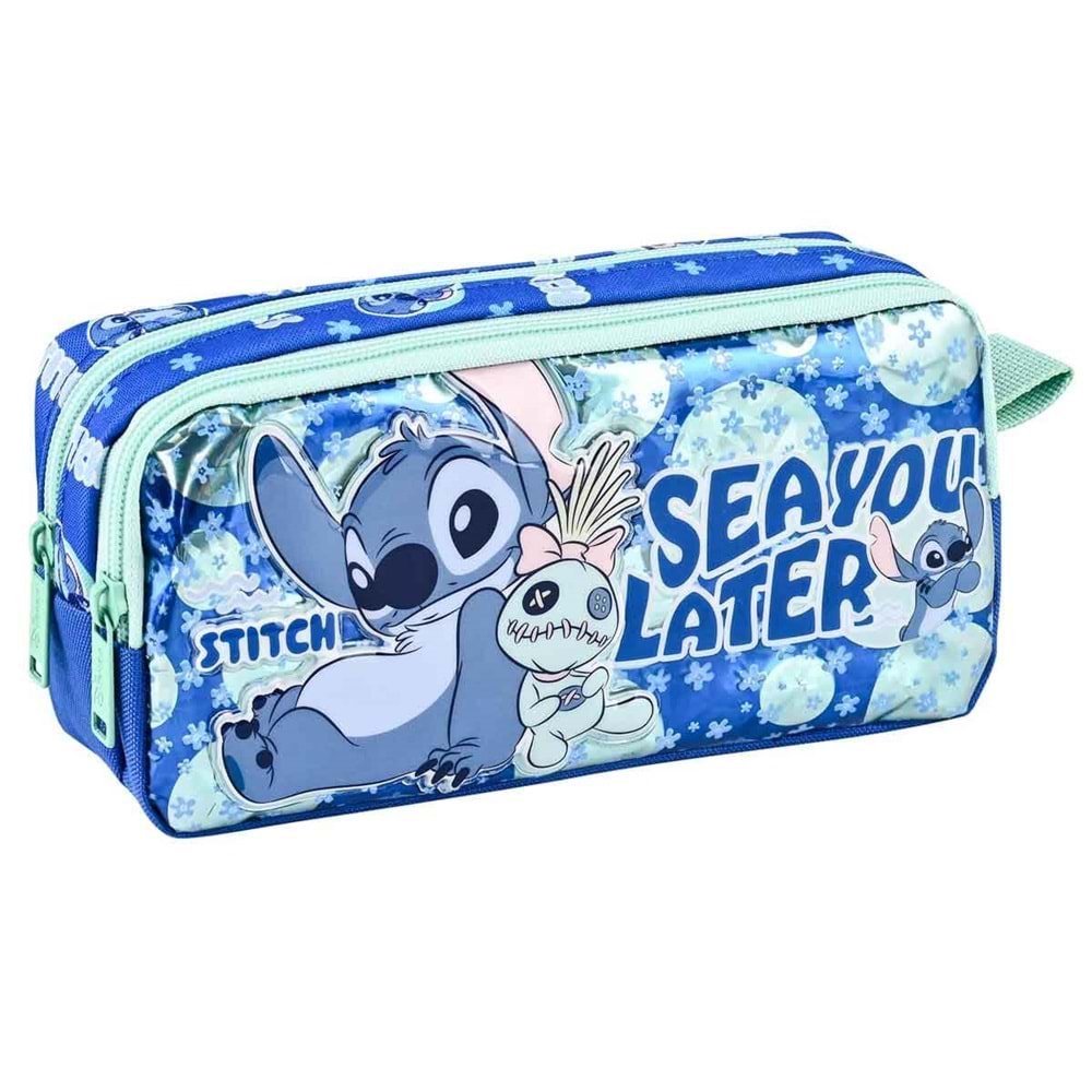 Stitch Desenli Mavi Kalem Kutusu