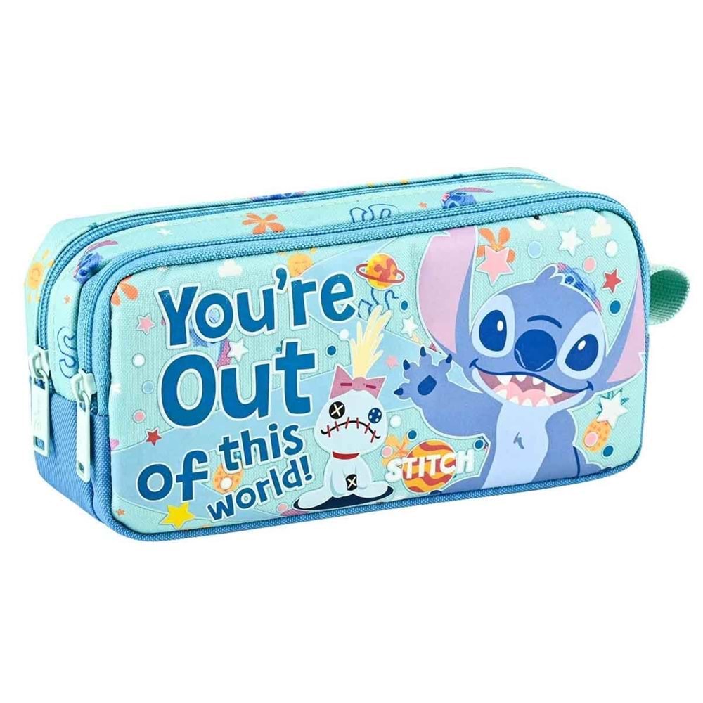 Stitch Desenli Yeşil Kalem Kutusu