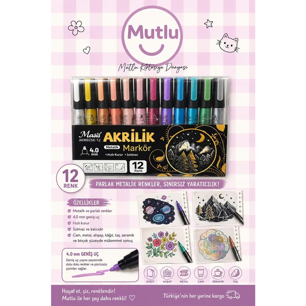 Masis AKRİLİK MARKÖRÜ 12 Lİ