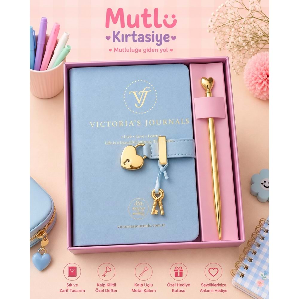 DEFTER HUS HUS KALEMLİ GÜNLÜK 192 YAPRAK ÇİZGİLİ MAVİ
