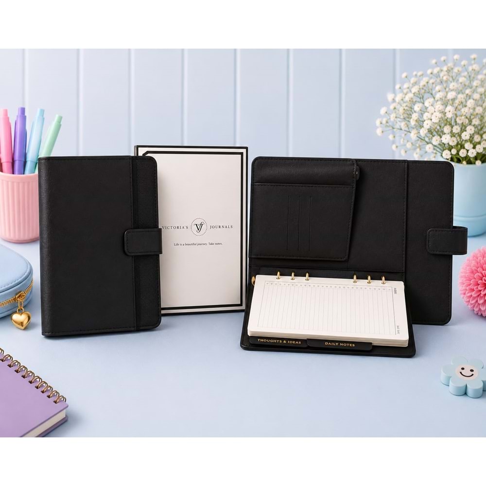 Victoria's Journals Smyth Organiser Haftalık Ajanda Siyah A5