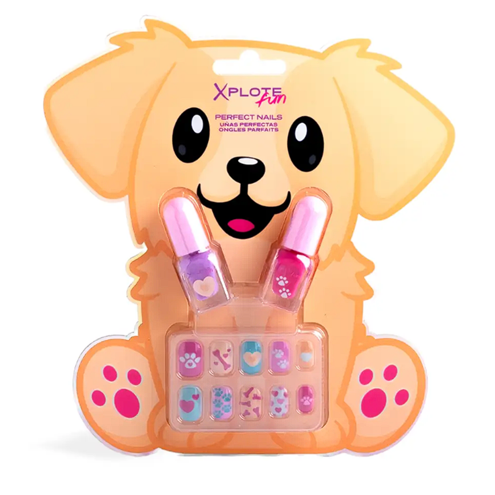 Xplote Fun Puppy Kız Çocuk Takma Tırnak Su Bazlı Oje Seti