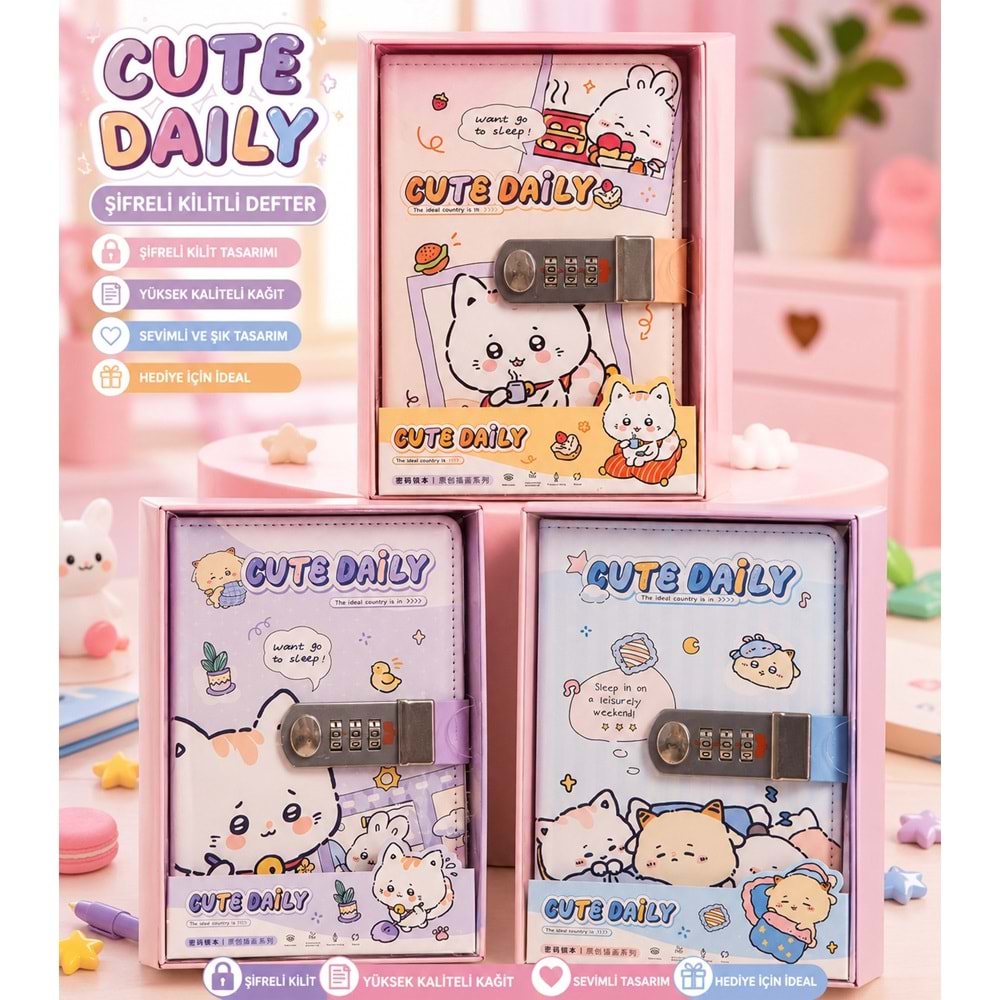 CUTE DAİLY A5 ŞİFRELİ GÜNLÜK