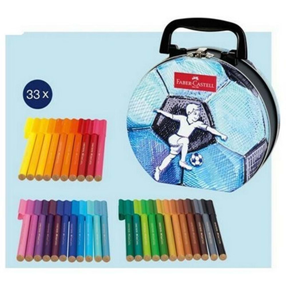 Faber Castell Eğlenceli Keçeli Kalem 33 Renk Metal Futbol Topu