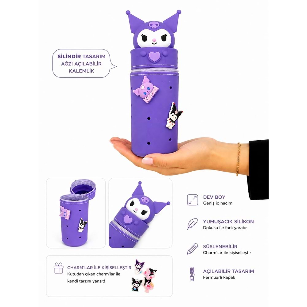 kuromi silindir charmlı kalemkutu