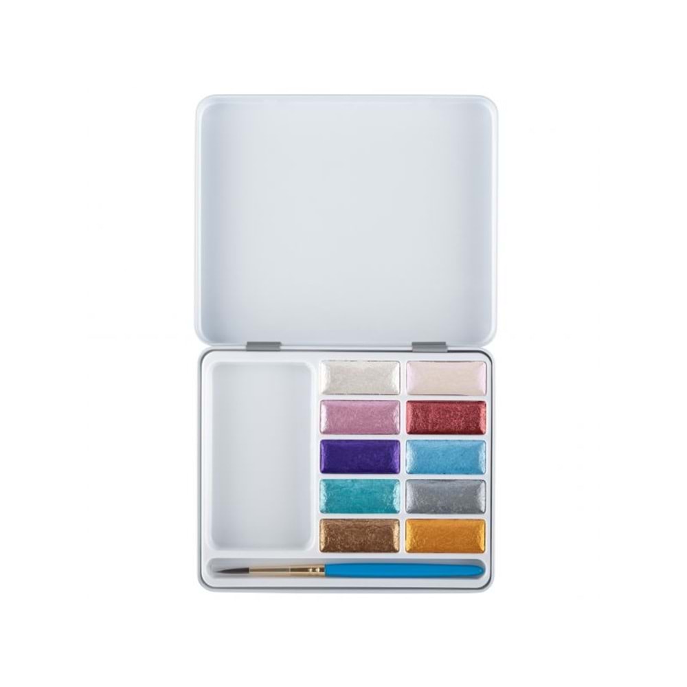 Daler Rowney Sımply Watercolor Sulu Boya Seti Metalik Renkler 10'Lu (10 Renk+1 Ad Fırça) Teneke Kutu