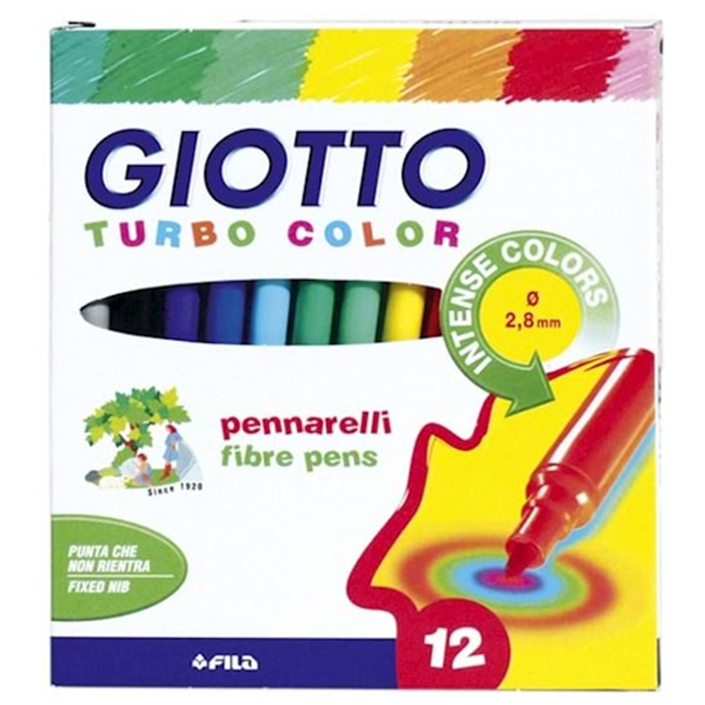 GIOTTO KEÇELİ KALEM 12 RENK TURBO COLOR KARTON KUTU