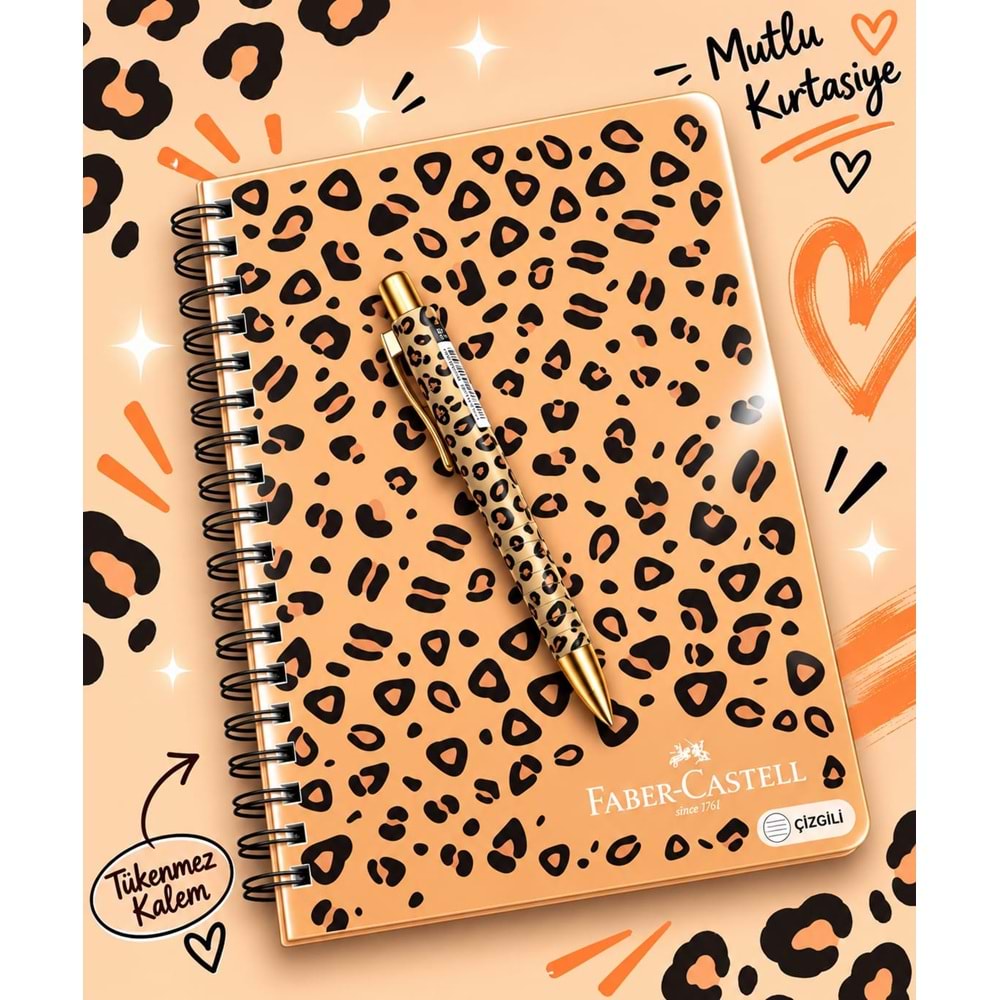 Faber Leo Karton Kapaklı Çizgili Defter 100 Yaprak 17*24 VE TÜKENMEZ KALEM KOMBİN