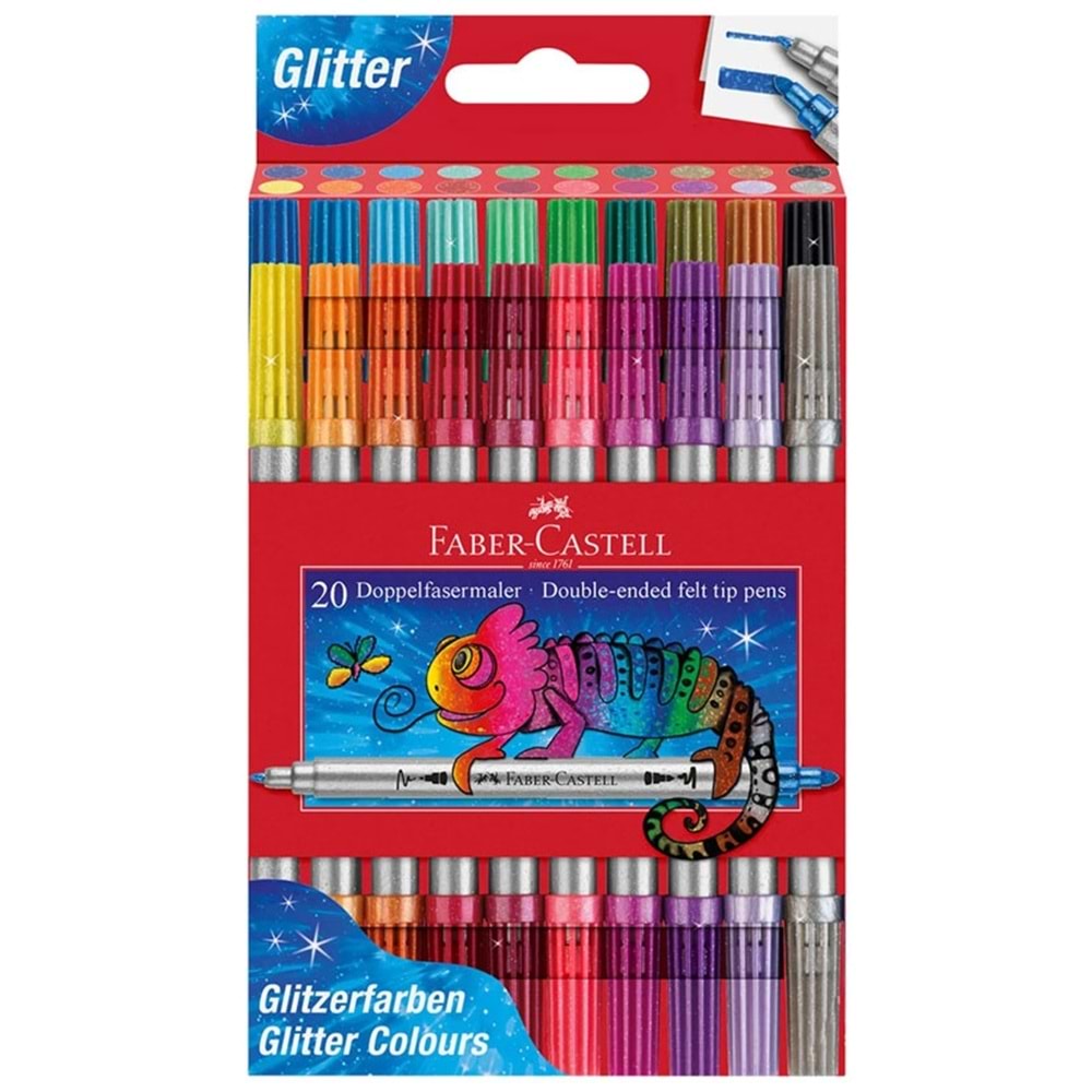 FABER CASTELL ÇİFT UÇLU SİMLİ KEÇELİ KALEM SETİ 20 RENK