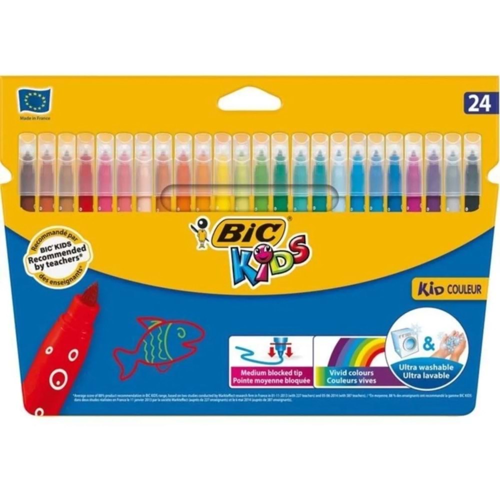 Bic Kids Kid Couleur Yıkanabilir Keçeli Boya Kalemi 24 Renk