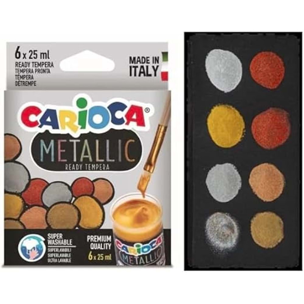 Carioca Metalik Suluboya Yıkanabilir 25 Ml 6 Renk