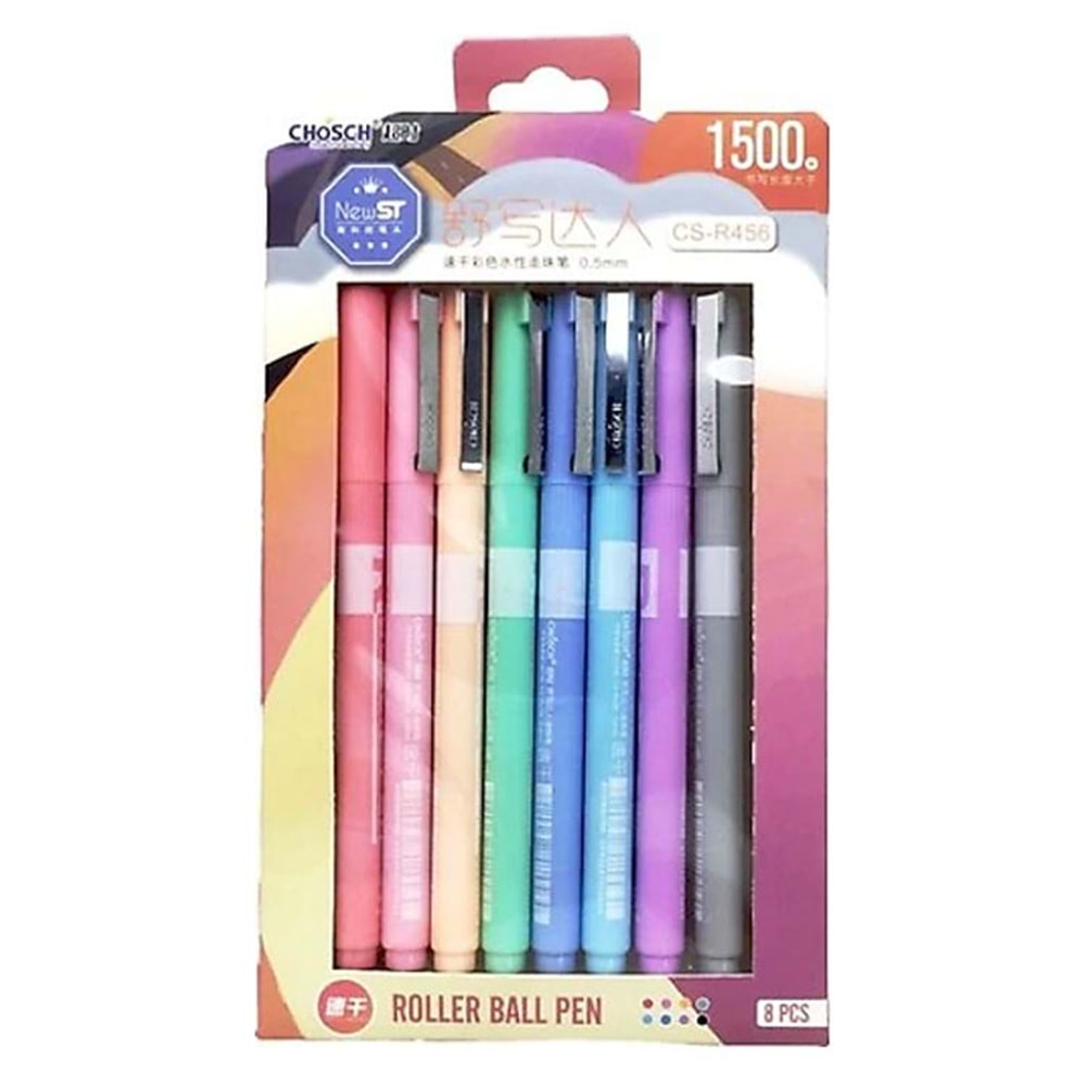 Chosch Cs-R456 Roller Kalem Set 8'Li Pastel Renkle