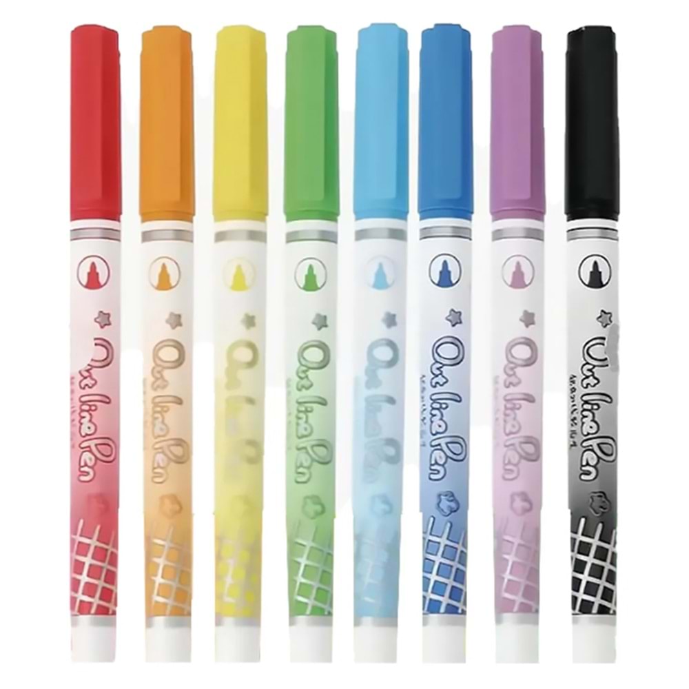 Chosch Cs-H815 Outline Pen Kontür Kalemi 8'Li Set