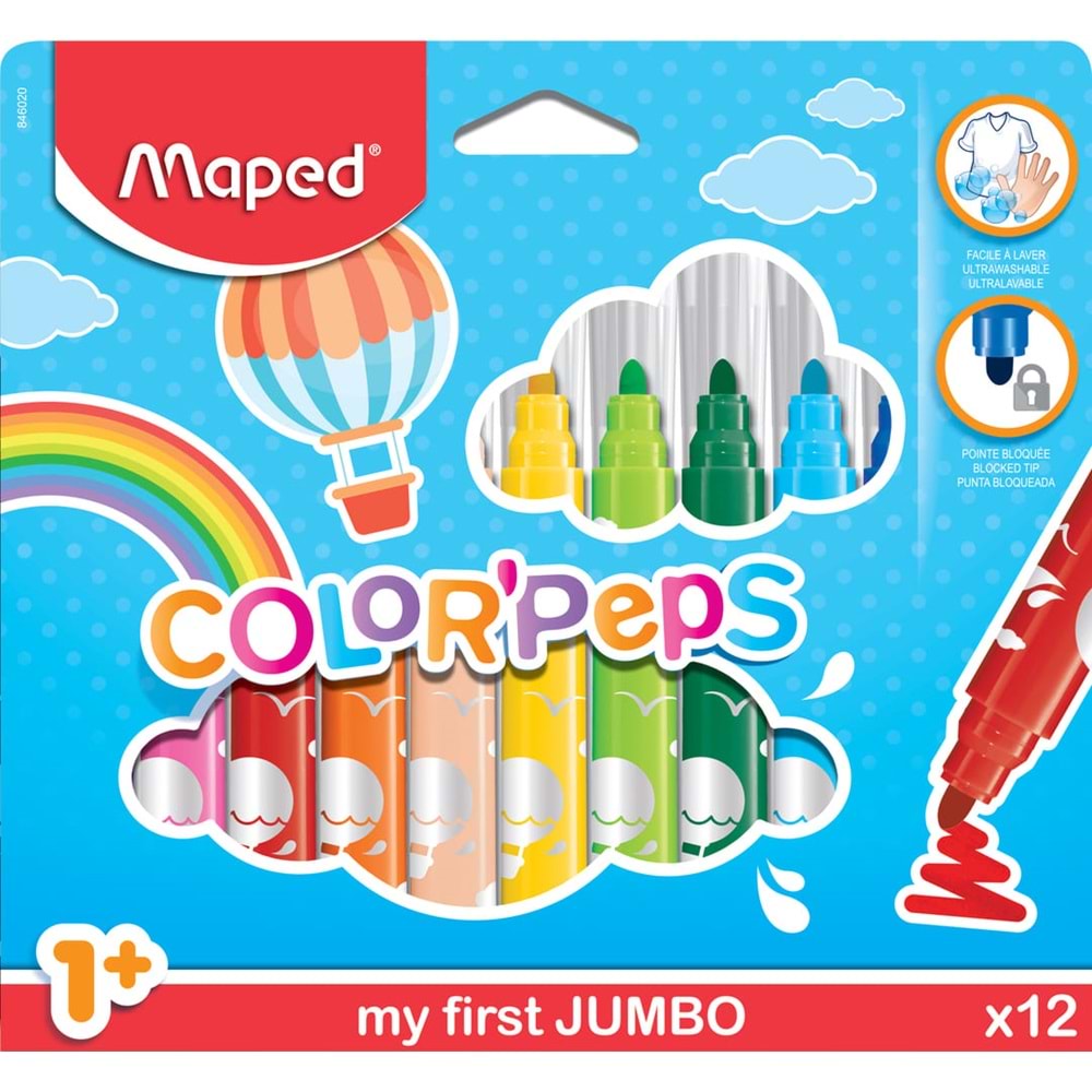MAPED JUMBO YIKANABİLİR KEÇELİ KALEM 12 RENK