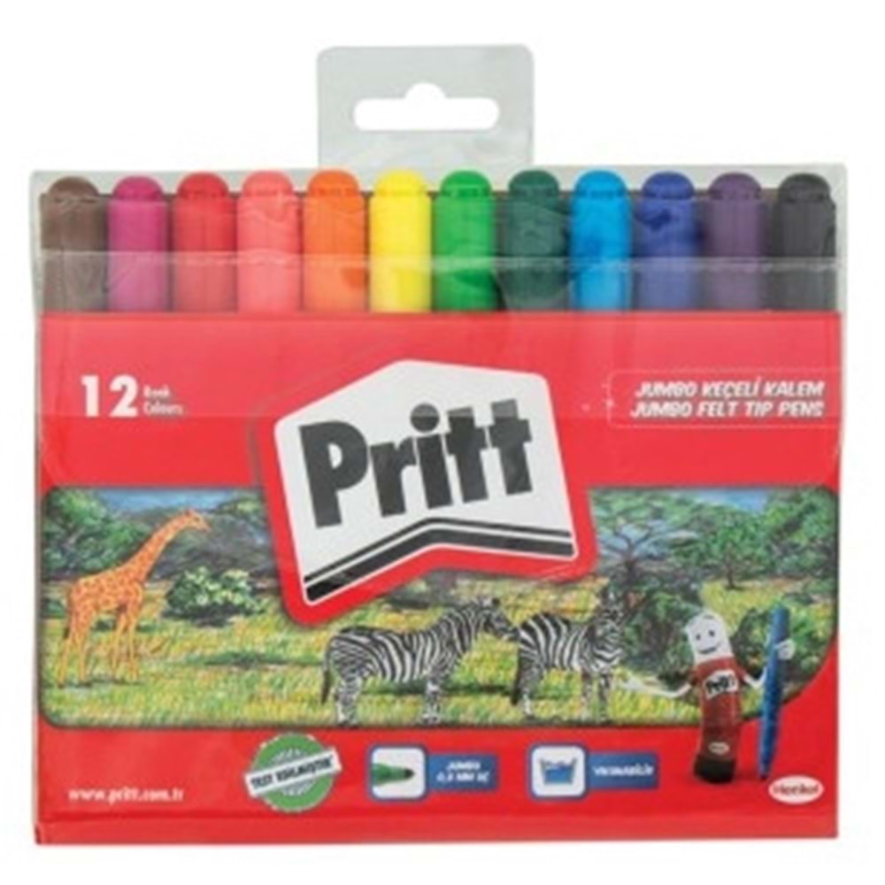 PRİTT JUMBO YUVARLAK 12 RENK KEÇELİ KALEM