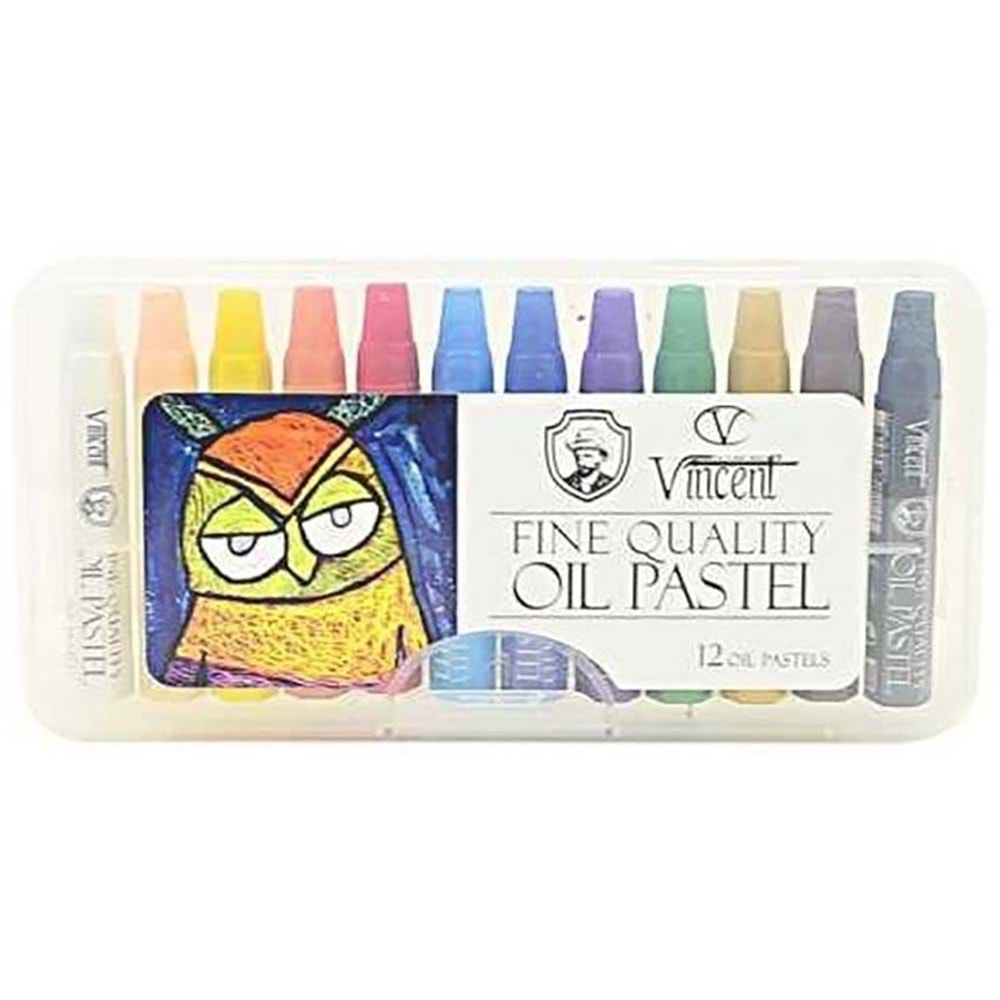 VİNCENT 12 RENK PLASTİK KUTU PASTEL BOYA
