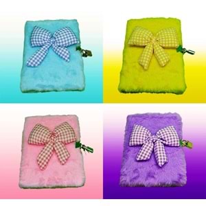 BAM KİLİTLİ KURDELALI PELUŞ DEFTER