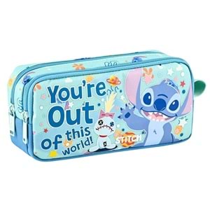 Stitch Desenli Yeşil Kalem Kutusu