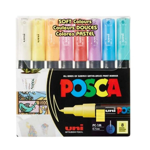 Uni Posca Su Bazlı Marker Seti PC-1M 0.7mm 8li Soft Color