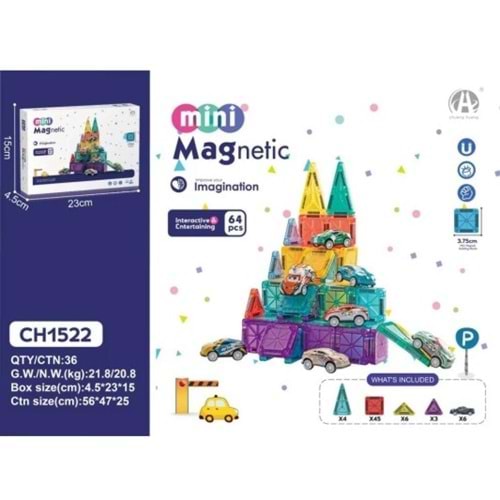 522 3.75CM Mini Magnetic Blok 64 PCS