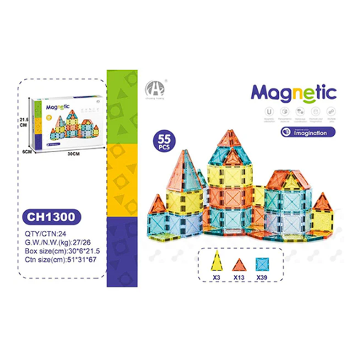 Magnetic Manyetik Bloklar 55 Parça 5.5 Cm