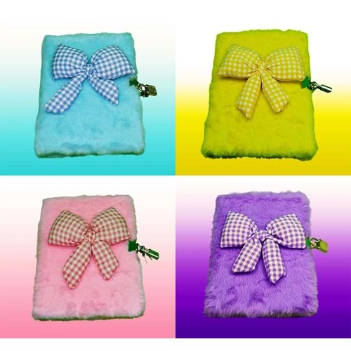 BAM KİLİTLİ KURDELALI PELUŞ DEFTER