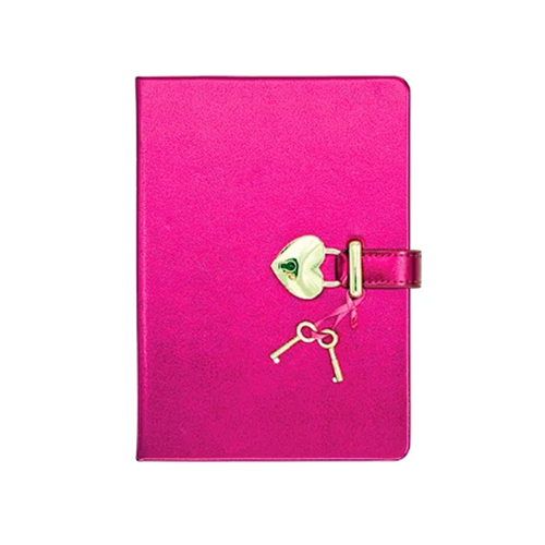 Hush Hush Kilitli Metalik Defter Kutulu 80 Gr 160 Yp Çiz.koyu Pembe
