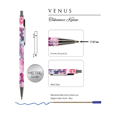 Victoria’s Journals VENUS 0.7 mm Mavi Tükenmez Kalem 320-2187