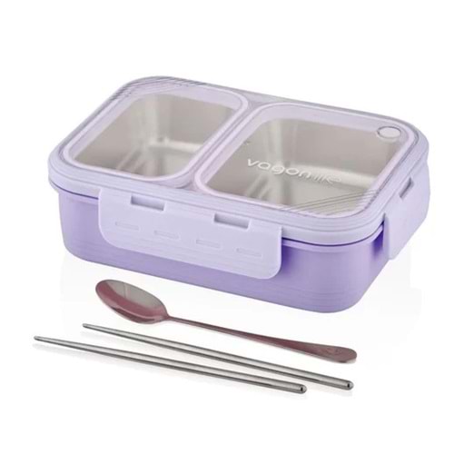 VAGONLİFE 700 ML 2 BÖLMELİ PASLANMAZ ÇELİK LUNCHBOX MOR