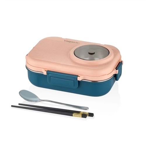 VAGONLİFE 900 ML 3 BÖLMELİ PASLANMAZ ÇELİK LUNCHBOX PEMBE