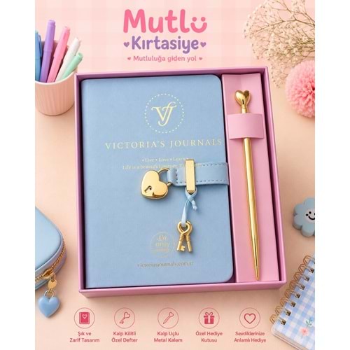 DEFTER HUS HUS KALEMLİ GÜNLÜK 192 YAPRAK ÇİZGİLİ MAVİ