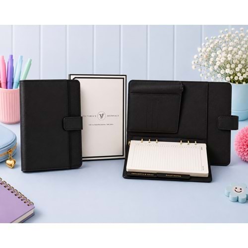 Victoria's Journals Smyth Organiser Haftalık Ajanda Siyah A5