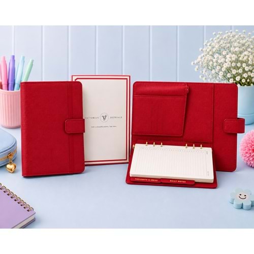 Victoria's Journals Smyth Organiser Haftalık Ajanda Mercan Kırmızı A5