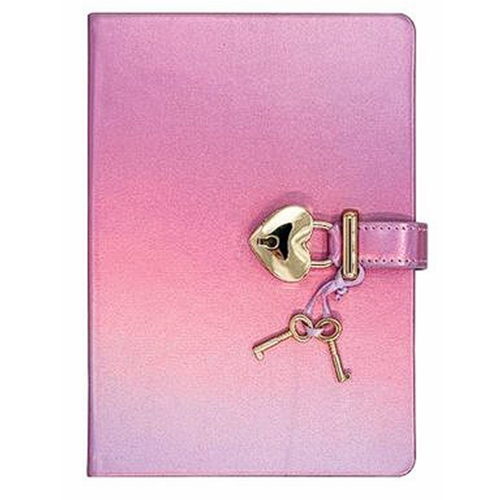 Victoria's Journals Hush Kilit Meta Defter 160 Yaprak Çizgili, Koyu Pembe