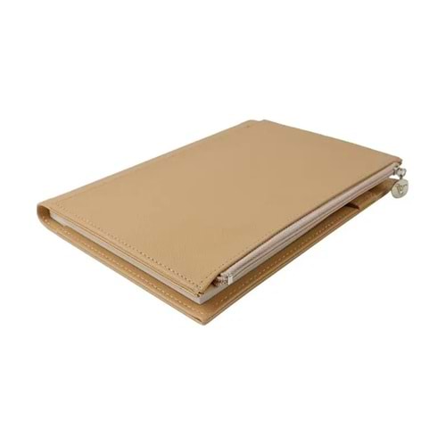 VİCTORİAS JOURNALS ZİPCO YUMUŞAK KAPAK 14x20cm 80gr. 96yp. ÇİZGİLİ DEFTER - BEJ