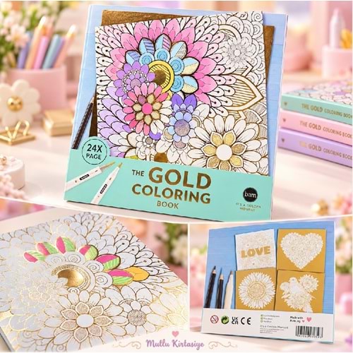 Premium Gold Varaklı Boyama Kitabı