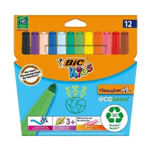 Bic Visa Yıkanabilir Jumbo Keçeli Boya Kalemi Seti 12 Renk