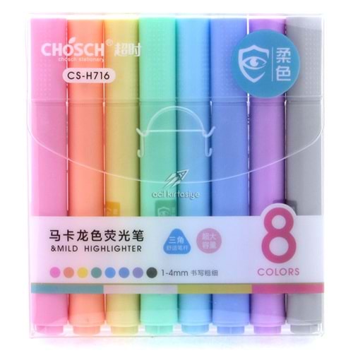 CHOSCH 8 Lİ SOFT KESİK UÇ HİGHLİTTER