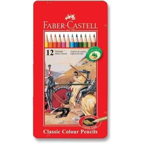 FABER CASTELL 12 RENK METAL KUTU KURU BOYA