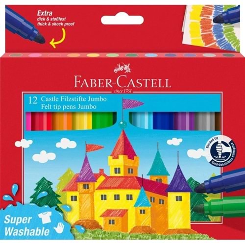 FABER CASTELL 12 RENK JUMBO KEÇELİ KALEM