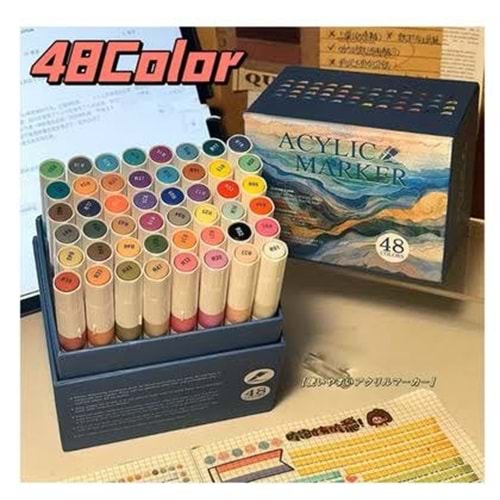 FIRÇA UÇLU AKRİLİK MARKER 48Lİ