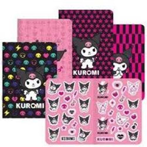 Keskin Color Kuromi 18,5x26 40 Yaprak Çizgili Stickerli Tel Dikişli Defter