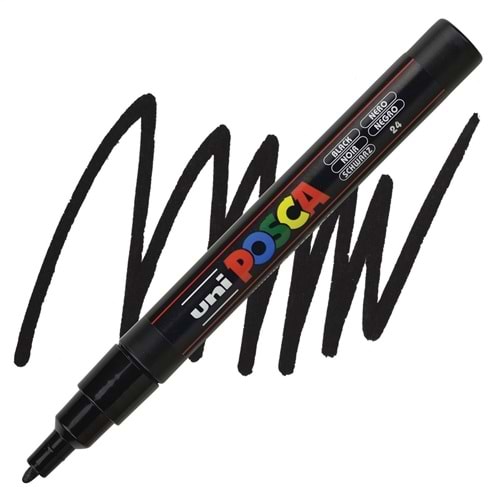 Uni Posca Marker Pc-3m Fine 0.9-1.3 Mm Black