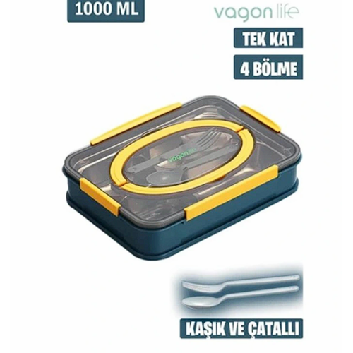 VAGONLİFE 1000ML 4 BÖLMELİ ÇELİK YEMEK KABI