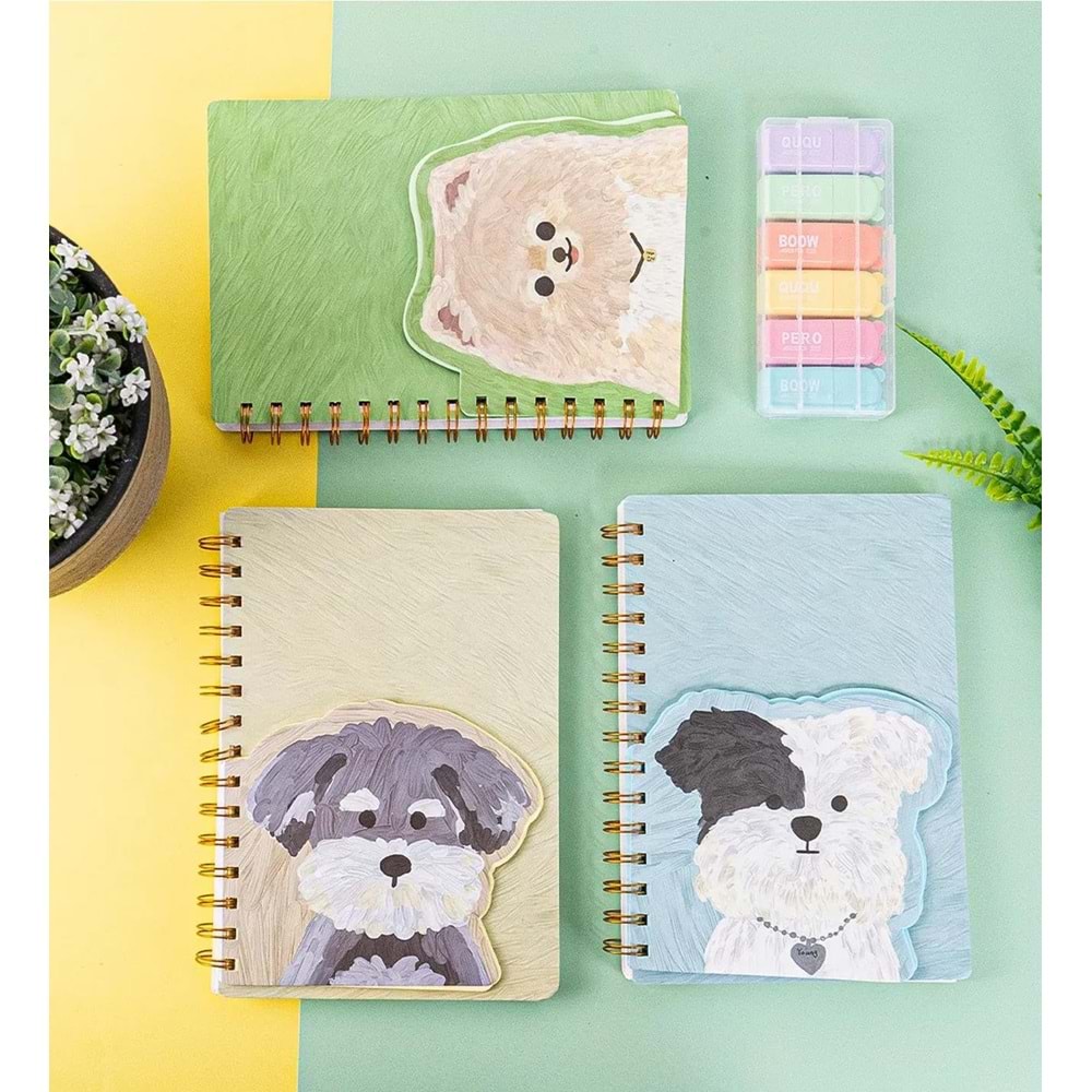 BAM Spiralli Köpek Tasarımlı Defter