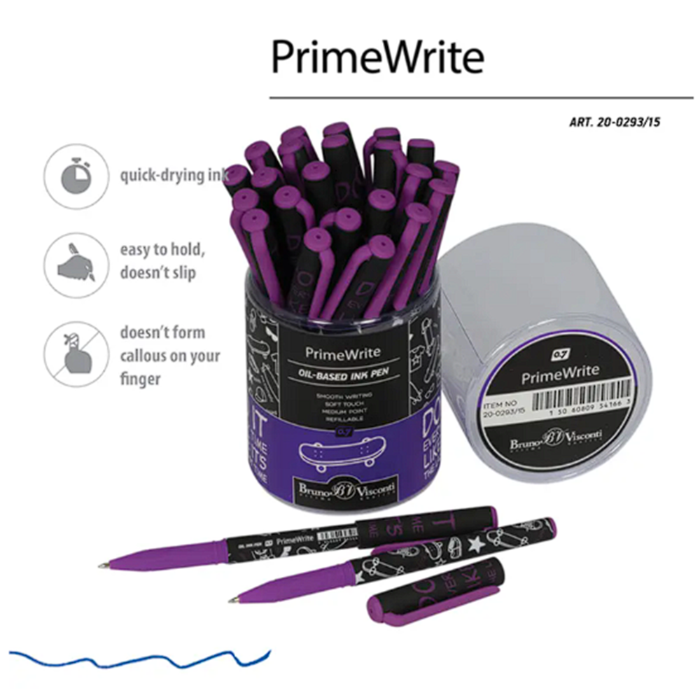 Bruno Visconti PrimeWrite Skateboard Tükenmez Kalem 0.7mm Mavi